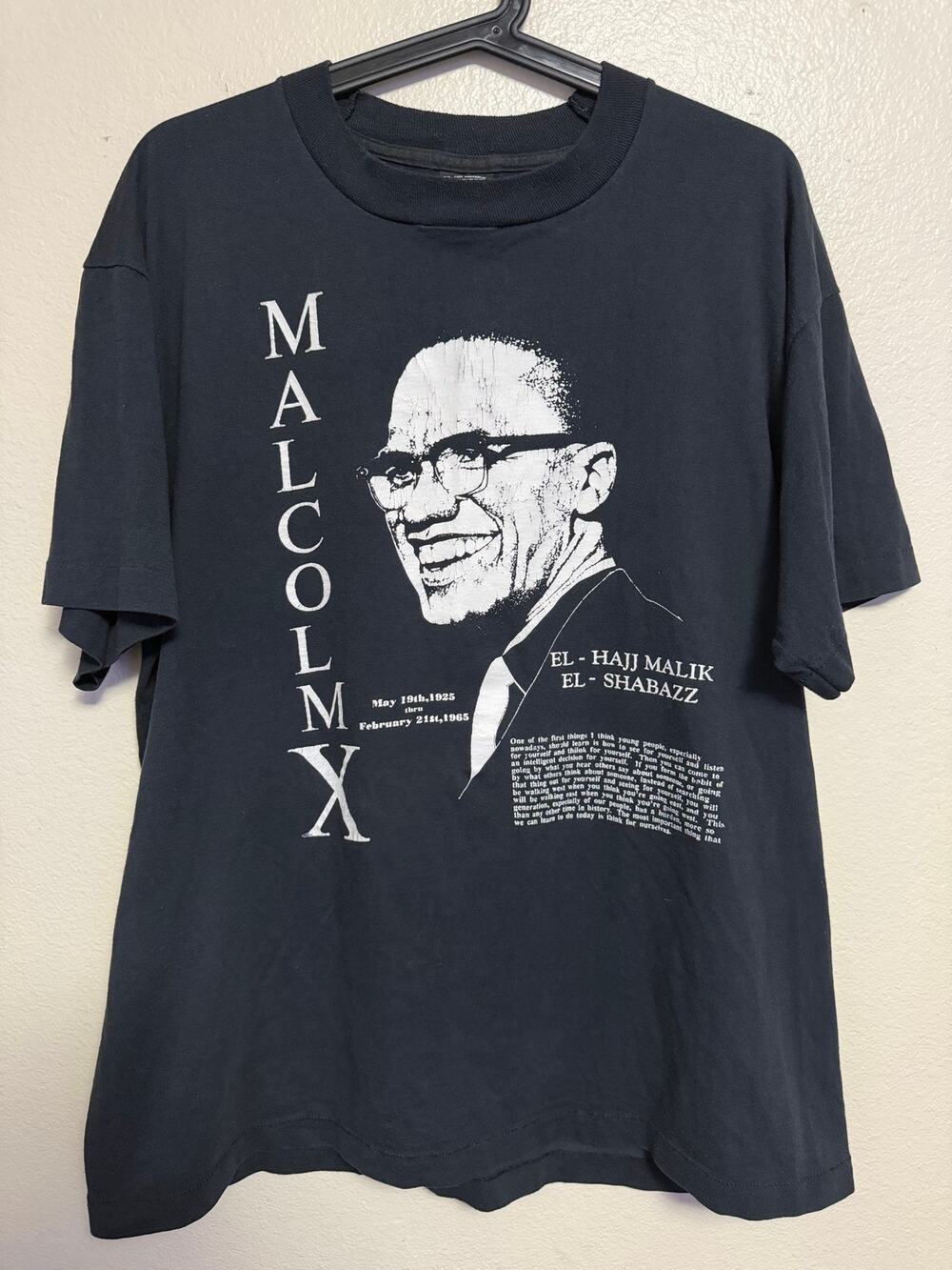 Vtg 80s/90s Malcolm X TShirt XL Screen Stars Best Single Stitch Double Sided USA